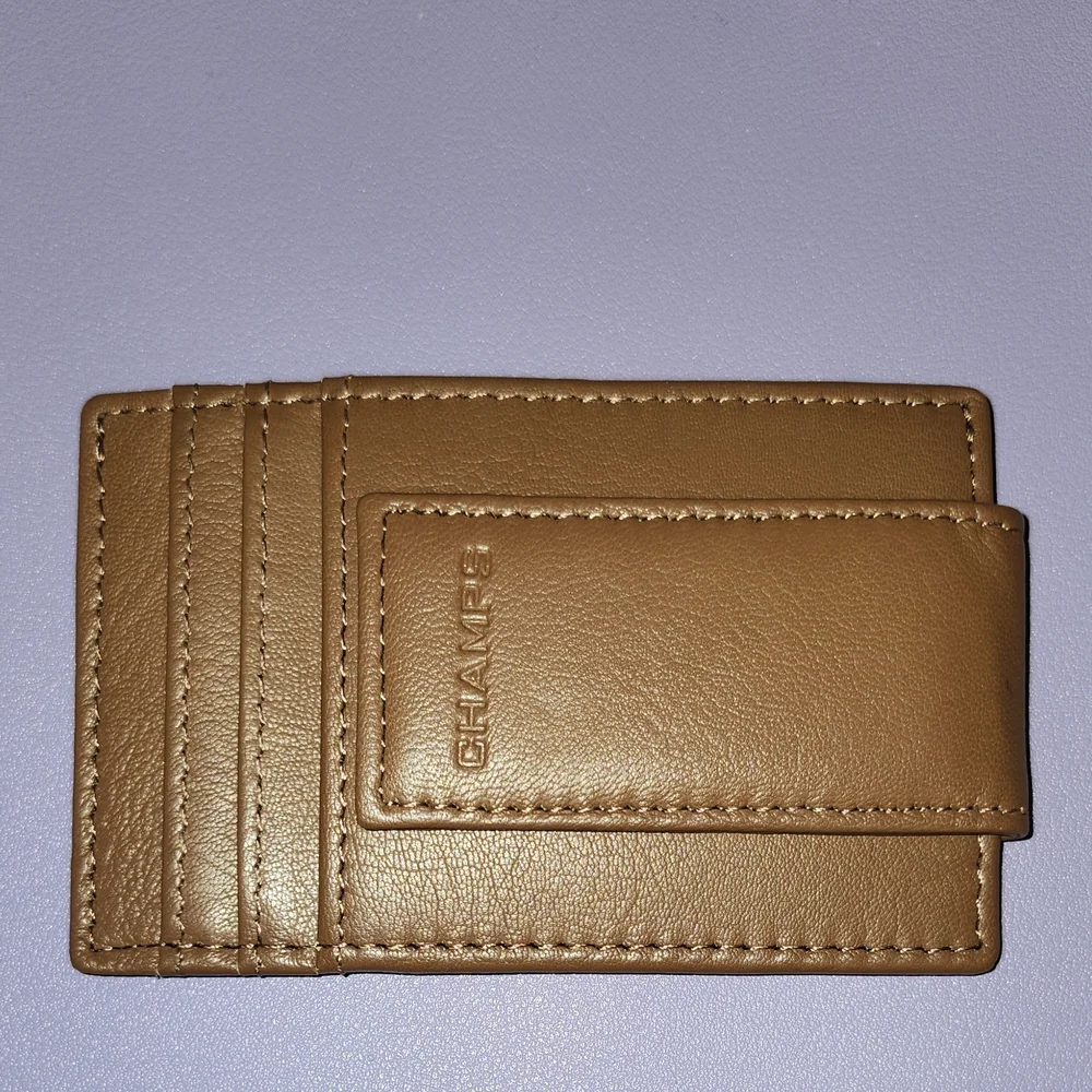 RFID Champs Brown Leather Money Clip